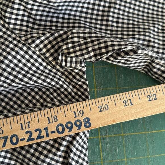 Sonoma Women's Black White Bias Check Snap Button Top 3/4 Sleeves V Neck sz M - Picture 4 of 5